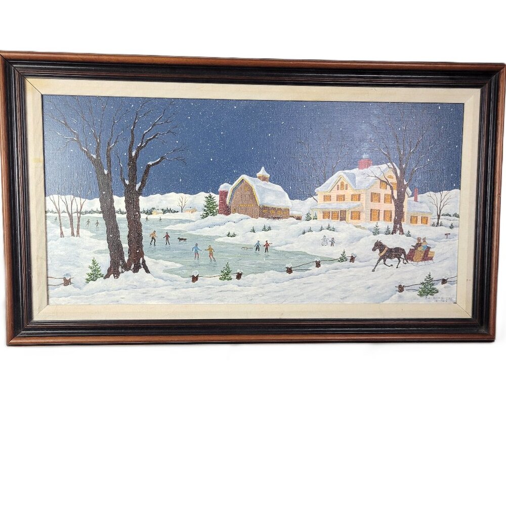 B. ELIZABETH BARRIERE Original Oil Painting “Yellow Gable” Signed, Framed